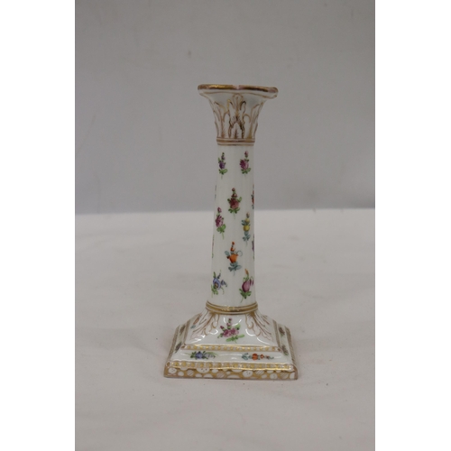 916 - A DRESDEN CERAMIC CANDLE HOLDER, HEIGHT 17.5CM