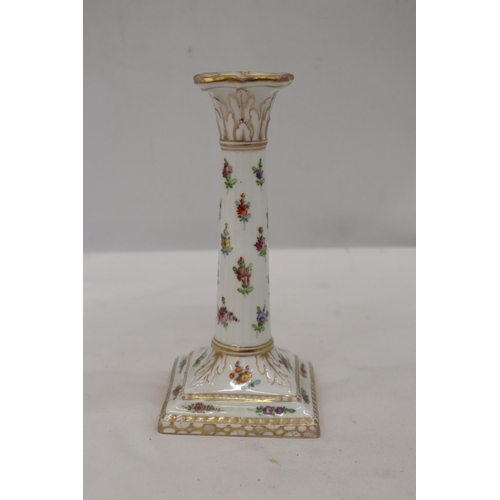 916 - A DRESDEN CERAMIC CANDLE HOLDER, HEIGHT 17.5CM