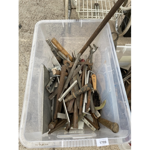 1709 - AN ASSORTMENT OF TOOLS TO INCLUDE FILES AND SPANNERS ETC