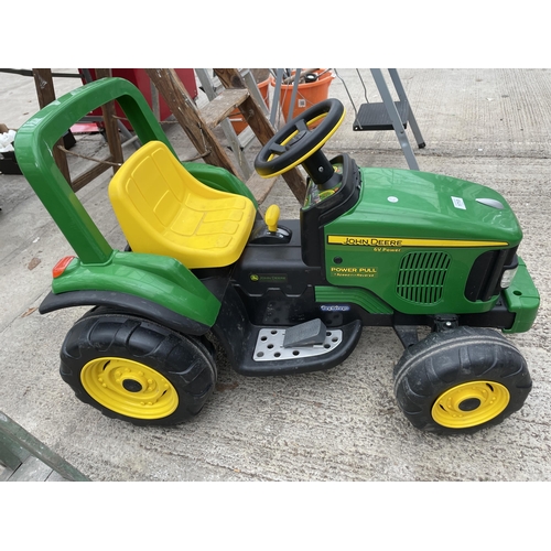 1713 - A JOHN DEERE POWER PULL RIDE ALONG ELECTRIC CHILDS TRACTOR