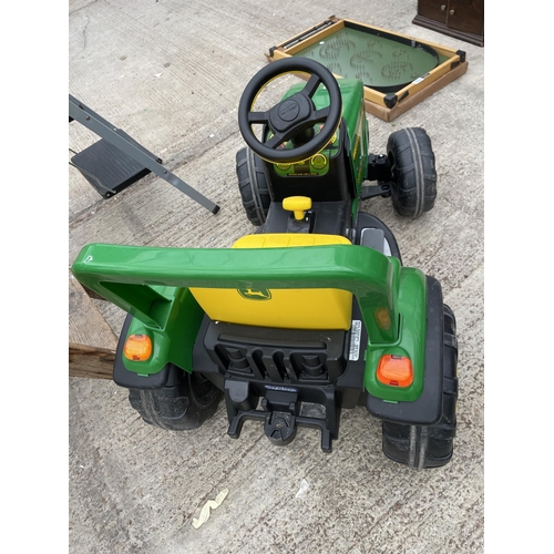 1713 - A JOHN DEERE POWER PULL RIDE ALONG ELECTRIC CHILDS TRACTOR