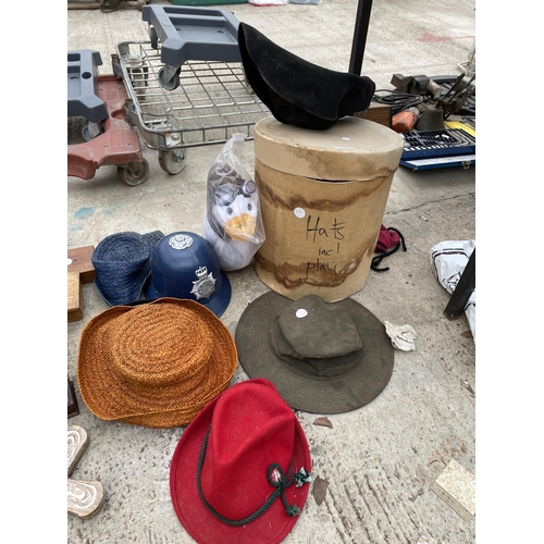 1732 - AN ASSORTMENT OF HATS AND A HAT BOX