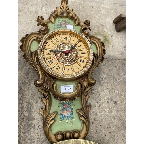 1735 - AN ASSORTMENT OF VINTAGE AND RETRO ITEMS GTO INCLUDE TWO CLOCKS ETC