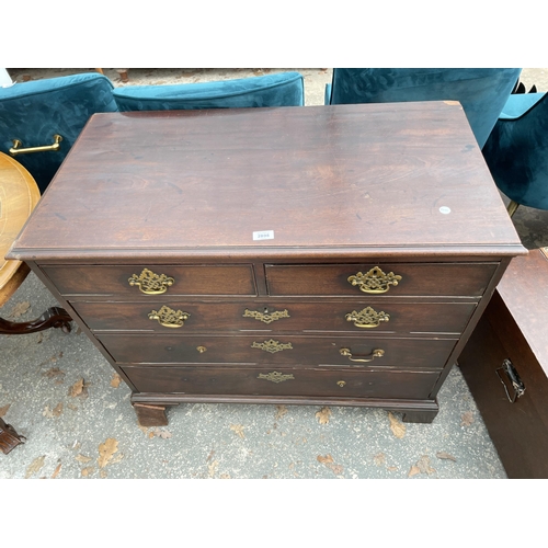 2898 - A GEORGE III MAHOGANY CHEST OF TWO SHORT AND THREE LONG GRADUATED DRAWERS 37