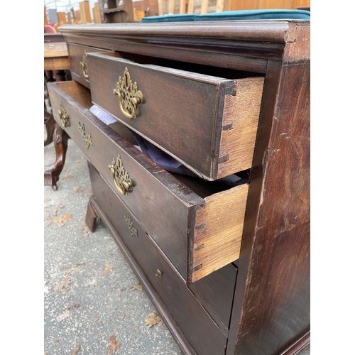 2898 - A GEORGE III MAHOGANY CHEST OF TWO SHORT AND THREE LONG GRADUATED DRAWERS 37