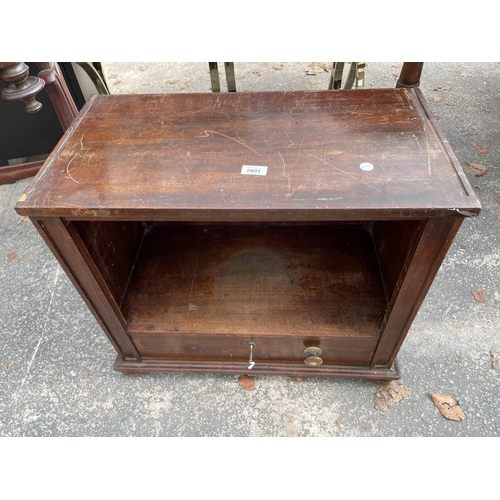 2901 - A 19TH CENTURY MAHOGANY NIGHT STAND ON BUN FEET