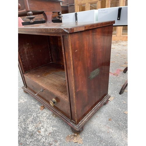 2901 - A 19TH CENTURY MAHOGANY NIGHT STAND ON BUN FEET