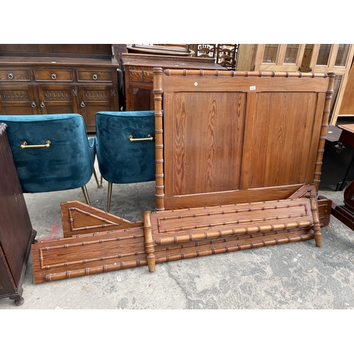 2903 - A VICTORIAN FAUX BAMBOO PITCH PINE 4' BEDSTEAD