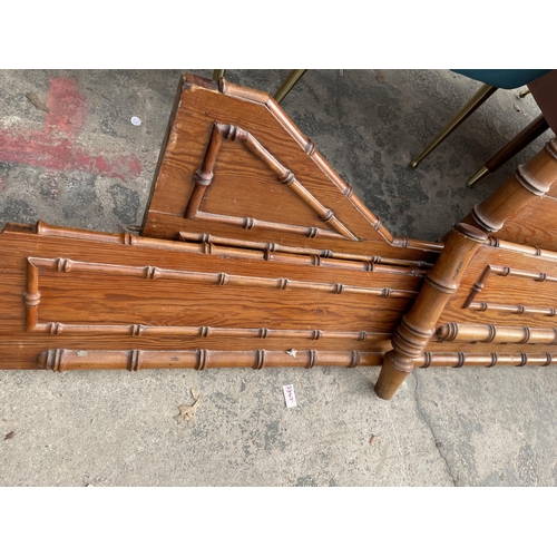 2903 - A VICTORIAN FAUX BAMBOO PITCH PINE 4' BEDSTEAD