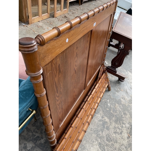 2903 - A VICTORIAN FAUX BAMBOO PITCH PINE 4' BEDSTEAD