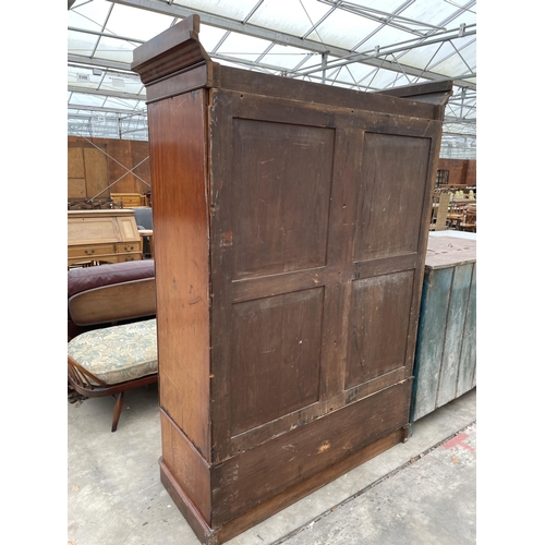 2935 - A VICTORIAN MAHOGANY TWO DRAWER WARDROBE WITH DRAWER TO BASE 58