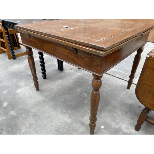 2938 - A MID 20TH CENTURY OAK AND BEECH DRAW LEAF DINING TABLE