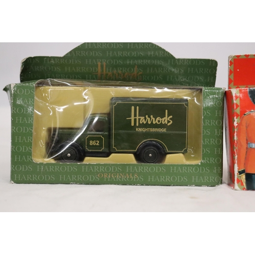 412 - TWO BOXED LLEDO TRUCKS TO INCLUDE HAMLEYS AND HARRODS