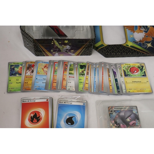 429 - A POKEMON COLLECTOR'S TIN FULL OF CARDS TO INCLUDE HOLO EX, ETC