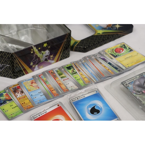 429 - A POKEMON COLLECTOR'S TIN FULL OF CARDS TO INCLUDE HOLO EX, ETC