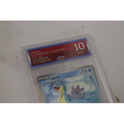 432 - A GRADED 10/10 GEM MINT POKEMON CARD 'LAPRAS' FROM 151 SET