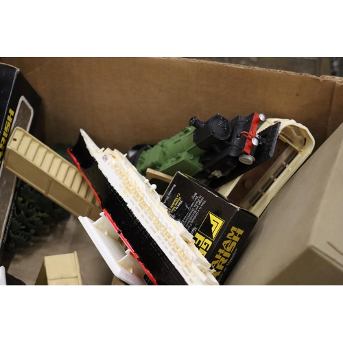 448 - A LARGE QUANTITY OF MODEL RAILWAY ITEMS TO INCLUDE, BUILDINGS, TRAINS, KITS, NUTS AND BOLTS, ACCESSO... 