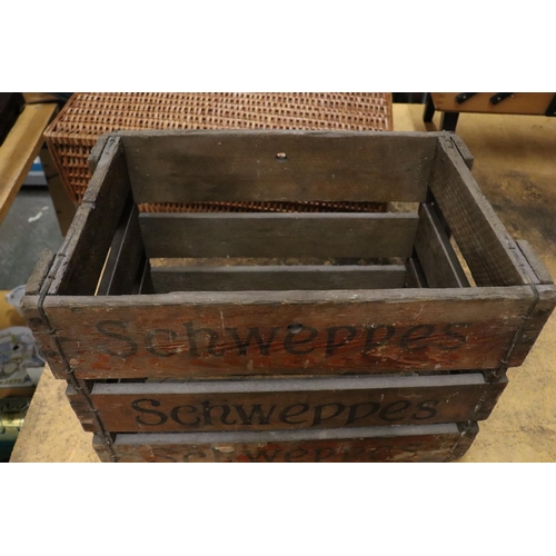 938 - A VINTAGE SCHWEPPES WOODEN BOTTLE CRATE