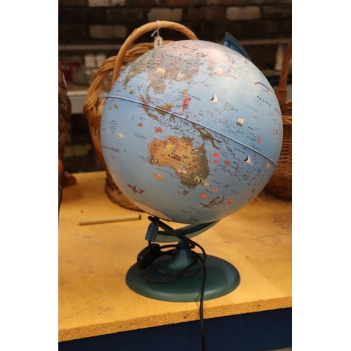 943 - AN ILLUMINATED TERRESTRIAL GLOBE