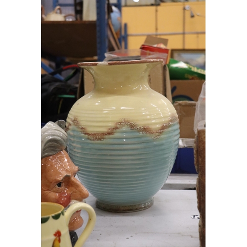 949 - A QUANTITY OF ITEMS TO INCLUDE A ROYAL DOULTON TOBY JUG, 'MARK TWAIN', PLUS STUDIO POTTERY VASES, A ... 