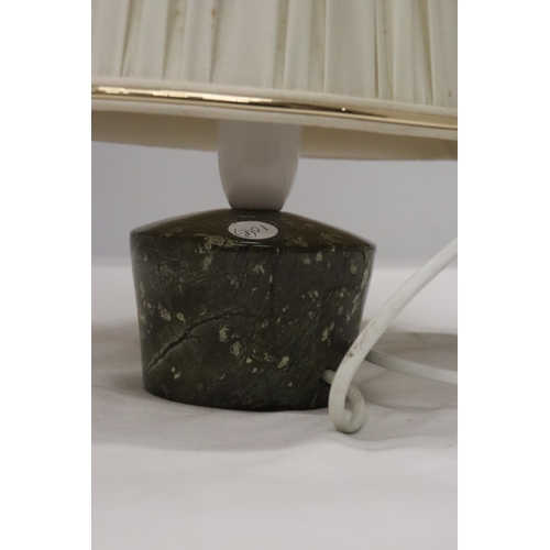 971 - A TABLE LAMP  HEIGHT 32CM BELIEVED TO BE MADE FROM CORNISH SERPENTINE FROM THE LIZARD PENINSULA