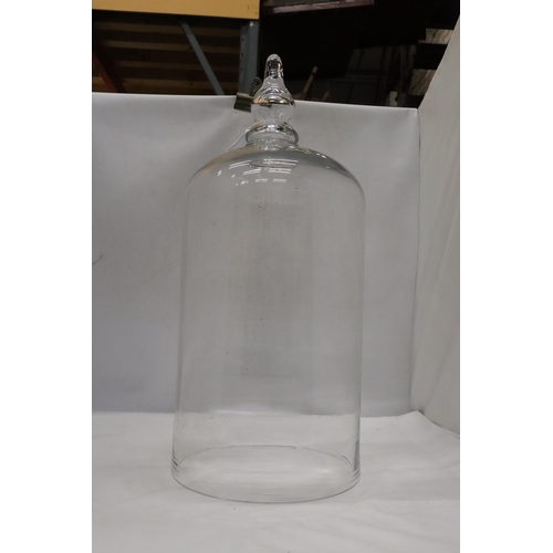 972 - A BLOWN GLASS DOME, HEIGHT APPROX 54CM