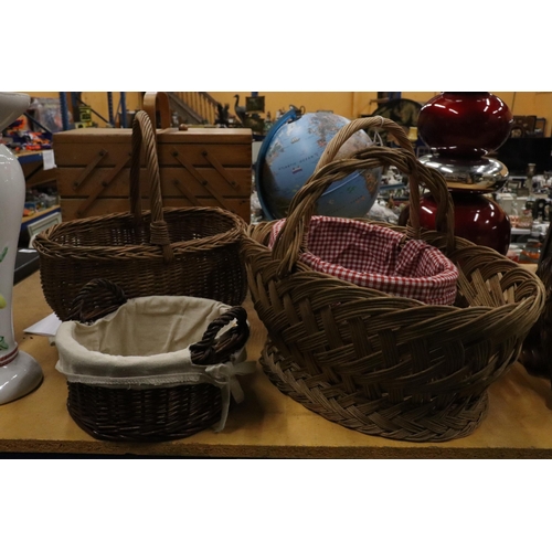 976 - FOUR WICKER BASKET