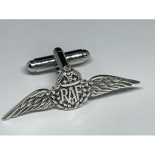 647 - A PAIR OF SILVER R.A.F CUFFLINKS