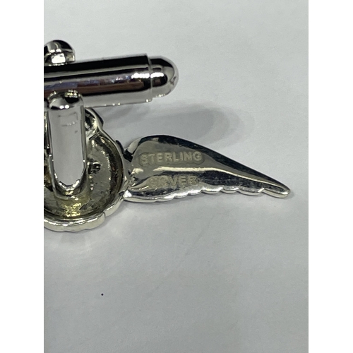 647 - A PAIR OF SILVER R.A.F CUFFLINKS