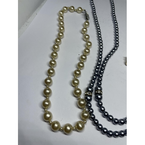 676 - THREE PEARL NECKLACES