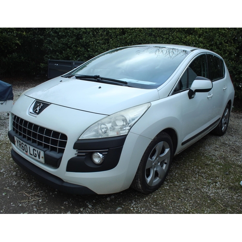 188 - PEUGOT 3008 1.6 HDI 6 SPEED DIESEL MANUAL YR60LGV 143374 MILES FIRST REG SEPT 2010  NO VAT WHILST AL... 