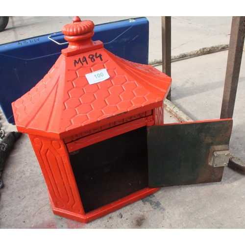 100 - CAST IRON LETTER BOX WITH KEY  NO VAT