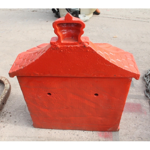 100 - CAST IRON LETTER BOX WITH KEY  NO VAT