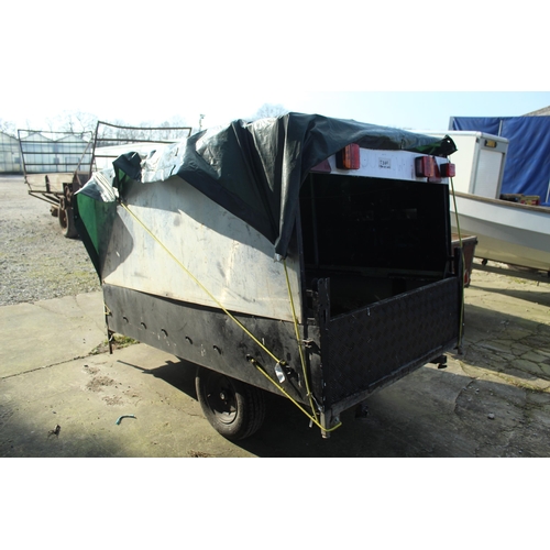 224 - A CAR TRAILER WITH WORKING LIGHTS & COVER NO VAT