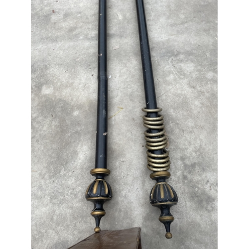 2948 - TWO VICTORIAN CURTAIN POLES WITH RINGS, 112