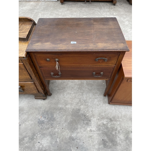 2956 - AN EDWARDIAN MAHOGANY AND INLAID CHEST OF TWO DRAWERS, 27.5