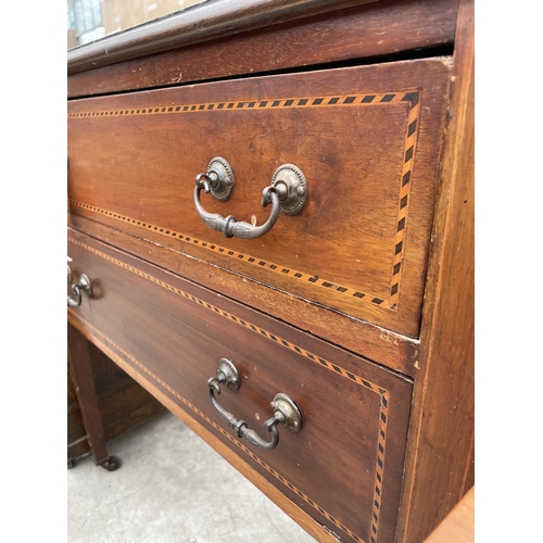 2956 - AN EDWARDIAN MAHOGANY AND INLAID CHEST OF TWO DRAWERS, 27.5