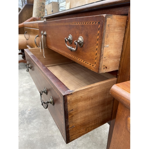 2956 - AN EDWARDIAN MAHOGANY AND INLAID CHEST OF TWO DRAWERS, 27.5