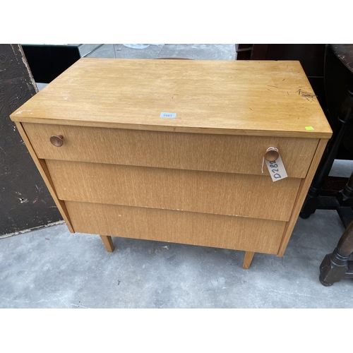 2961 - A RETRO AVALON YATTON CHEST OF THREE WATERFALL DRAWERS, 30