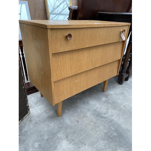 2961 - A RETRO AVALON YATTON CHEST OF THREE WATERFALL DRAWERS, 30