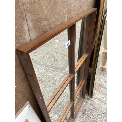 2992 - A RETRO TEAK SIX DIVISION WINDOW MIRROR , 37