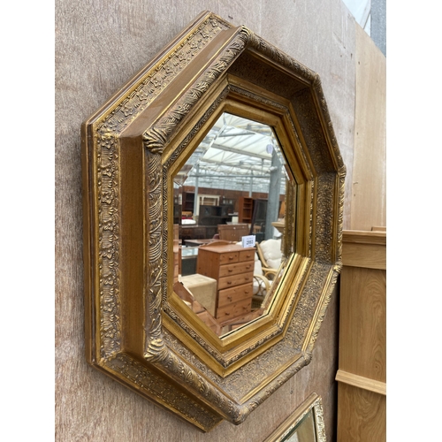 2993 - A 19TH CENTURY STYLE OCTAGONAL BEVEL EDGE WALL MIRROR, 26.5