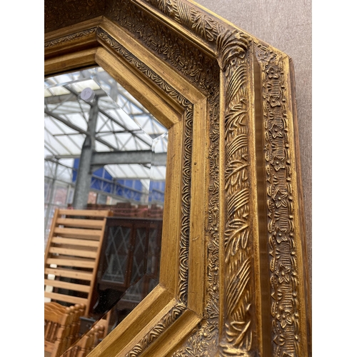 2993 - A 19TH CENTURY STYLE OCTAGONAL BEVEL EDGE WALL MIRROR, 26.5