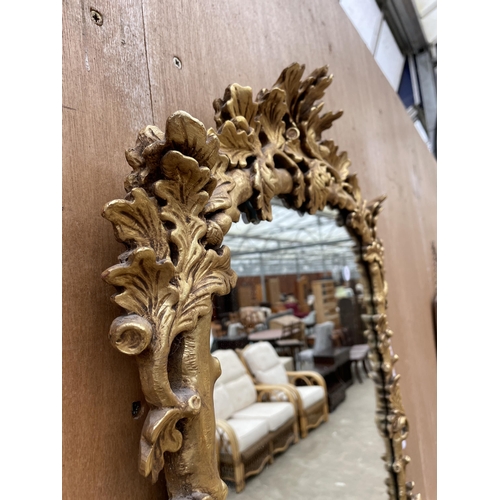 2998 - A 19TH CENTURY STYLE GILT FRAMED WALL MIRROR WITH ACORN DECORATION TO RIM, 36