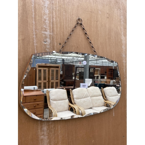 3001 - A MODERN FRAMELESS WALL MIRROR, 21