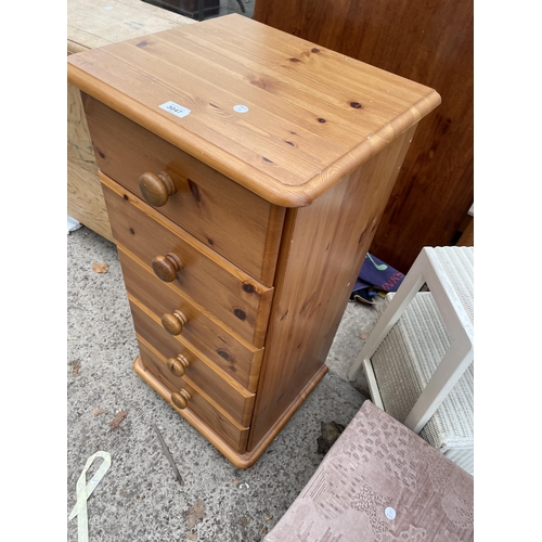 3047 - A MODERN PINE CHEST OF FIVE DRAWERS, 17.5