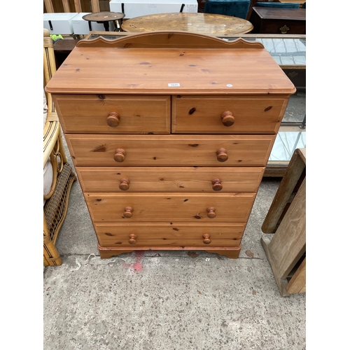 3049 - A MODERN PINE CHEST OF TWO SHORT AND FOUR LONG DRAWERS, 33