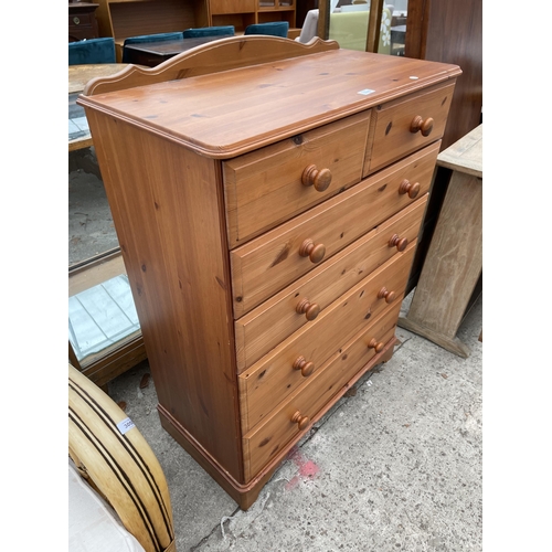 3049 - A MODERN PINE CHEST OF TWO SHORT AND FOUR LONG DRAWERS, 33