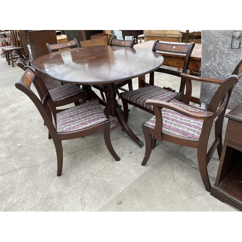 3052 - A REGENCY STYLE MAHOGANY TWIN PEDESTAL DINING TABLE, 62