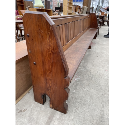 3057 - A VICTORIAN PITCH PINE PEW, 12'5